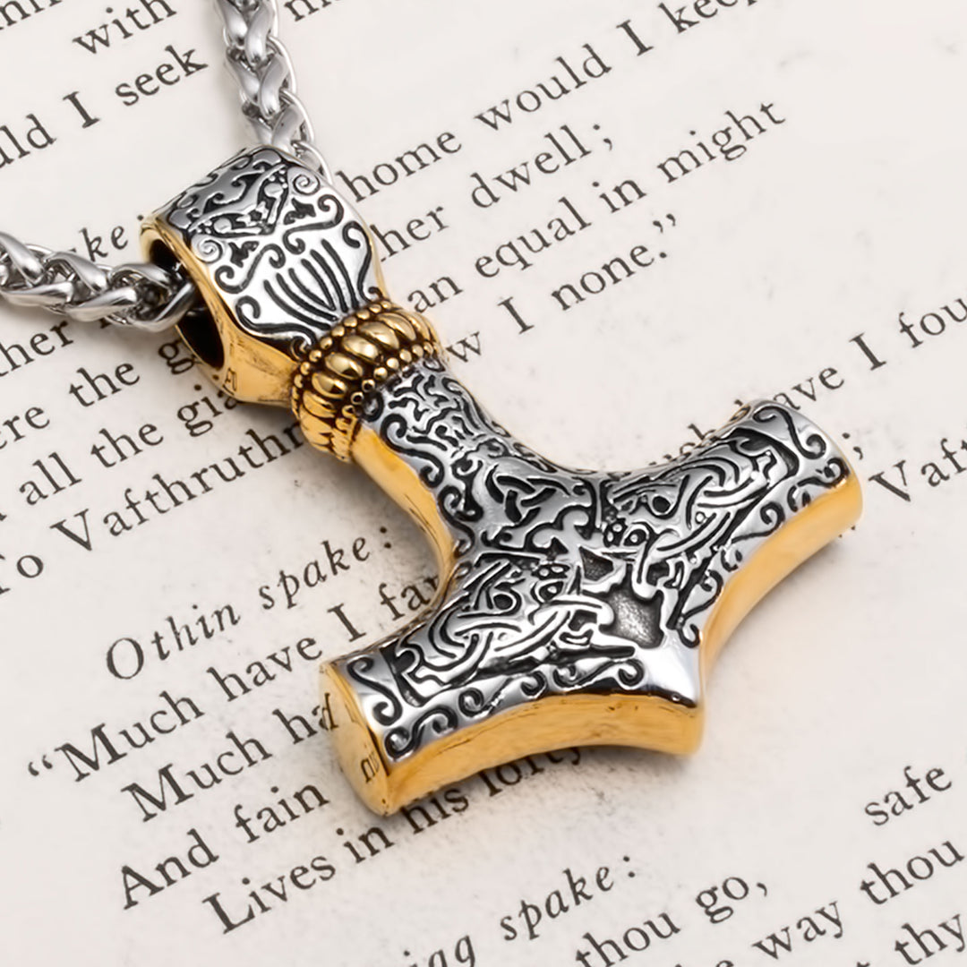 Mjolnir Thor's Hammer Pendant Necklace Stainless Steel Viking