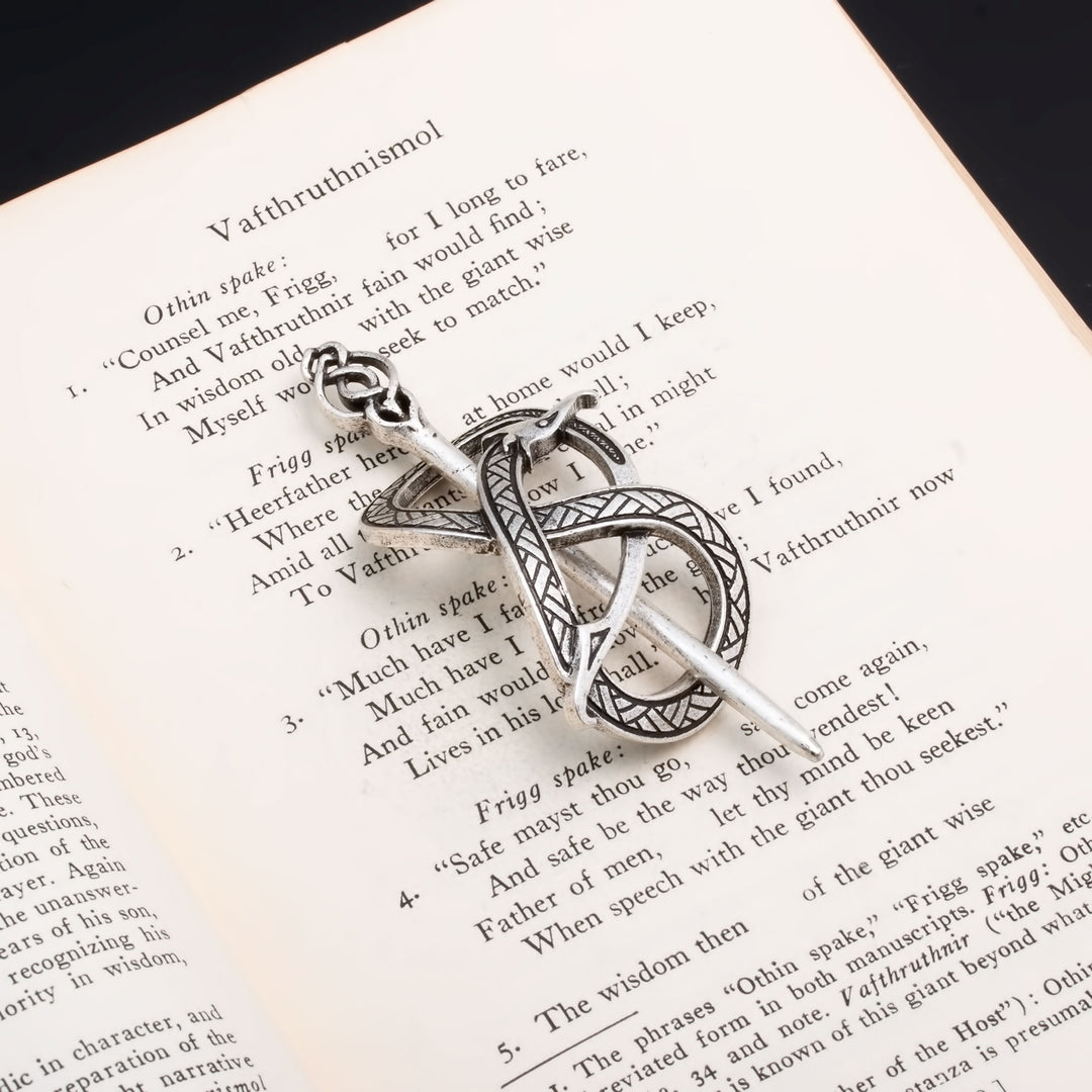Viking Norse Dragon Infinity Knot Hair Pin Silver