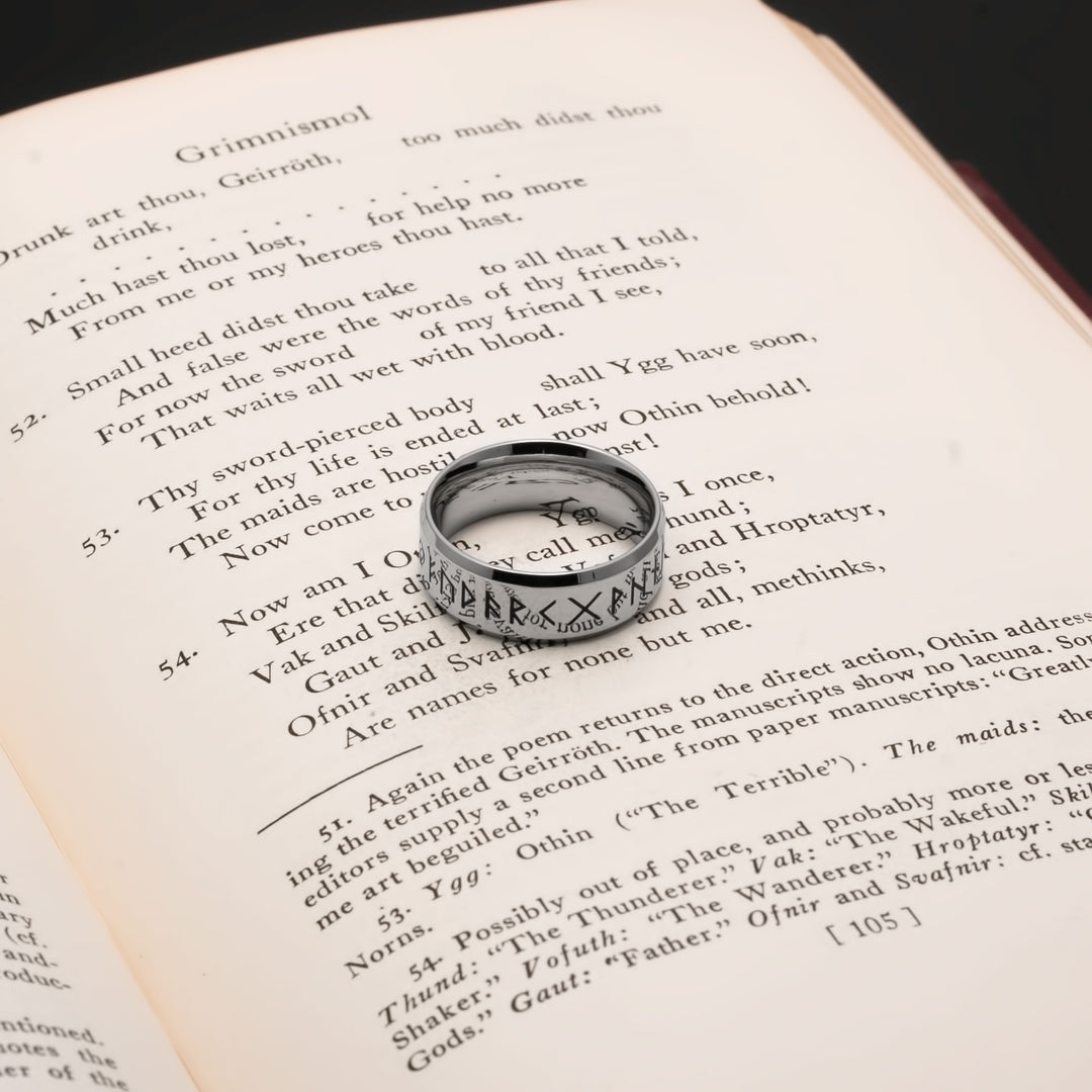 Elder Futhark Rune 8mm Viking Ring 316L Stainless Steel - view 5