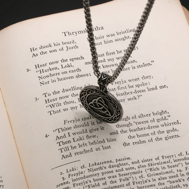 Viking Celtic Trinity Knot Medallion Stainless Steel Pendant Necklace