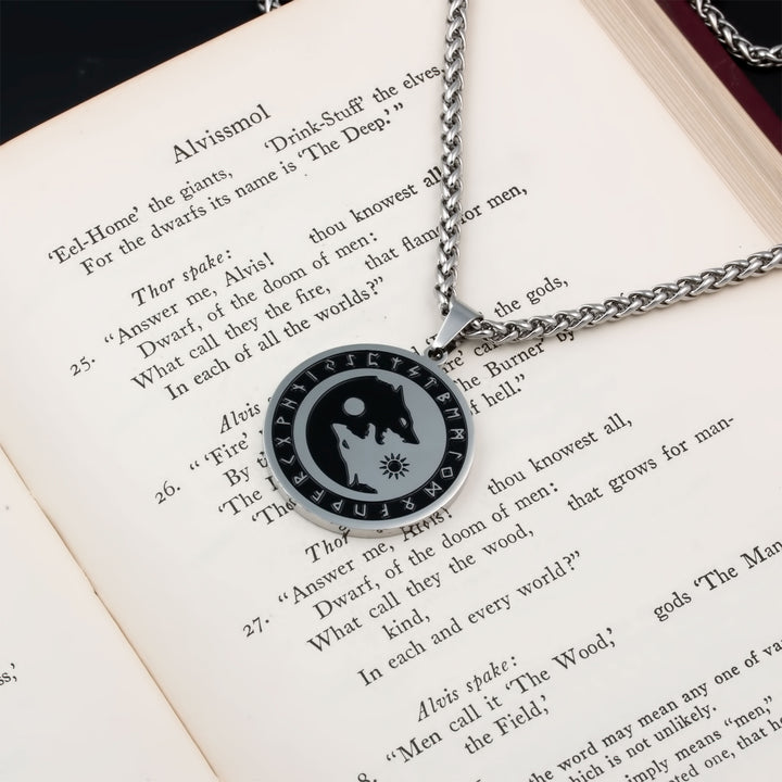 Fenrir Wolf Viking Pendant Necklace 316L Stainless Steel