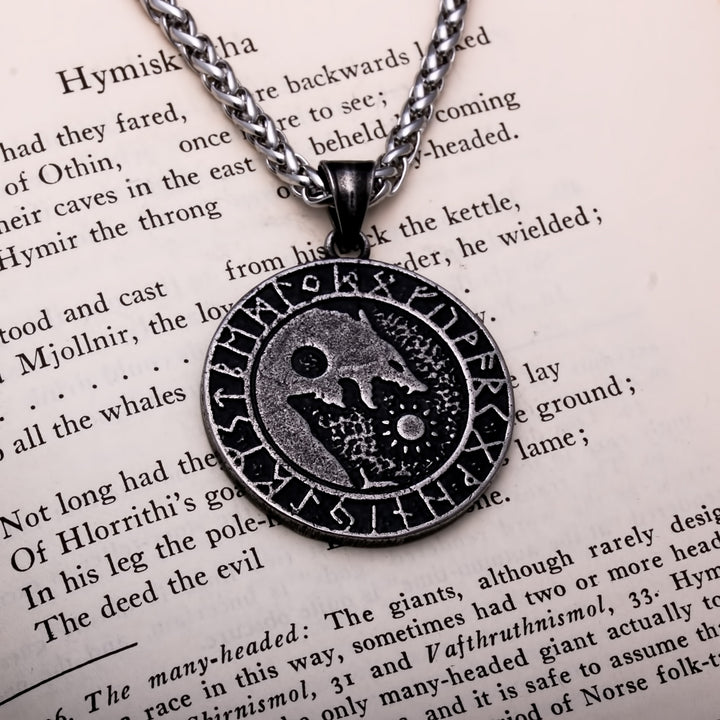 Fenrir Wolf Rune Ancient Yin Viking Pendant Necklace 316L Stainless Steel - view 3