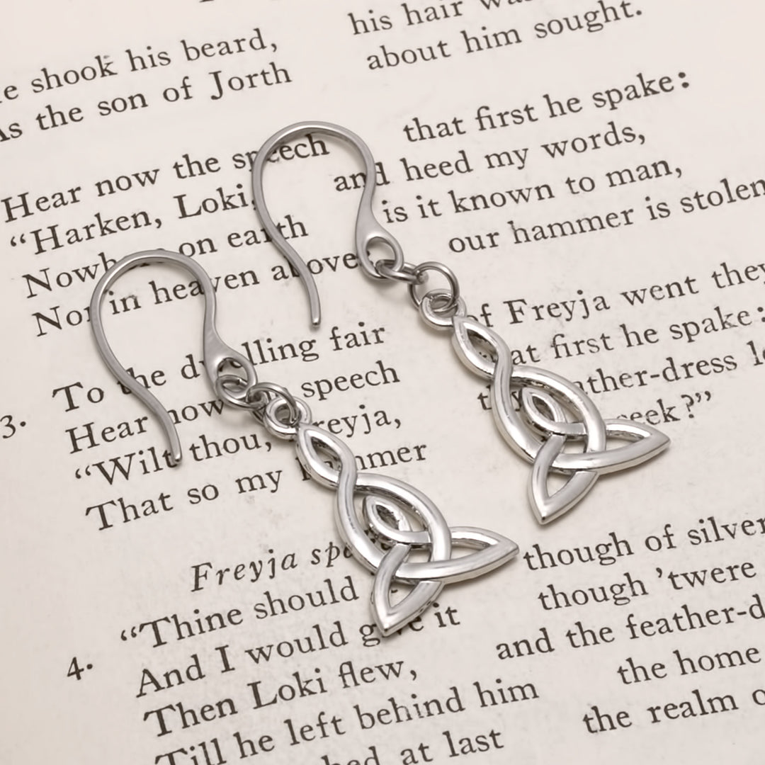Viking Long Trinity Triquetra Knot Earrings