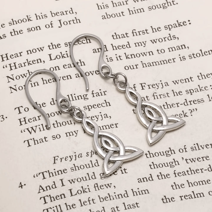 Viking Long Trinity Triquetra Knot Earrings