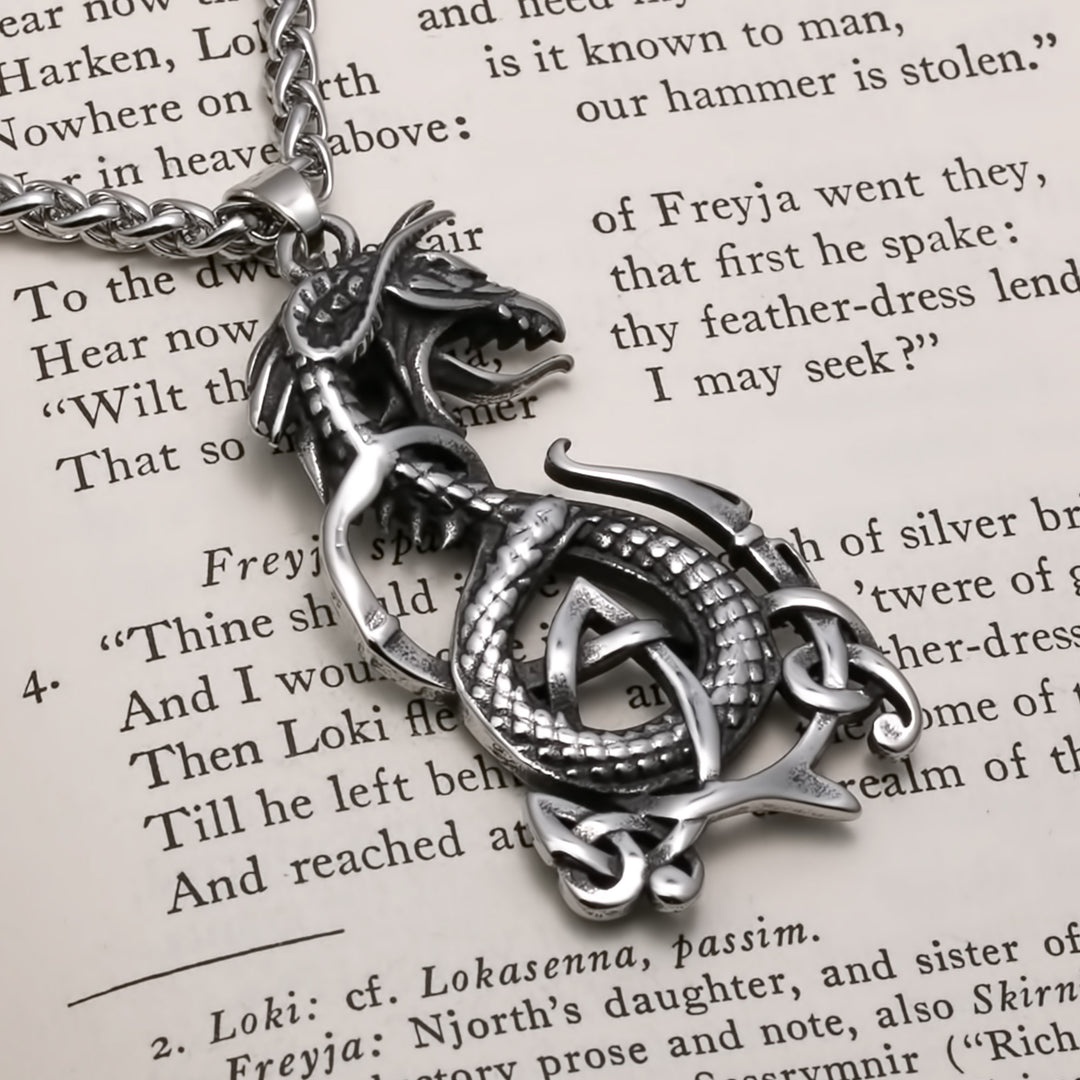 Viking Midgard Serpent Stainless Steel Pendant Necklace