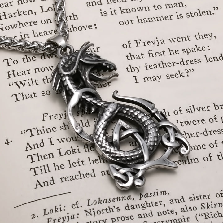 Viking Midgard Serpent Stainless Steel Pendant Necklace