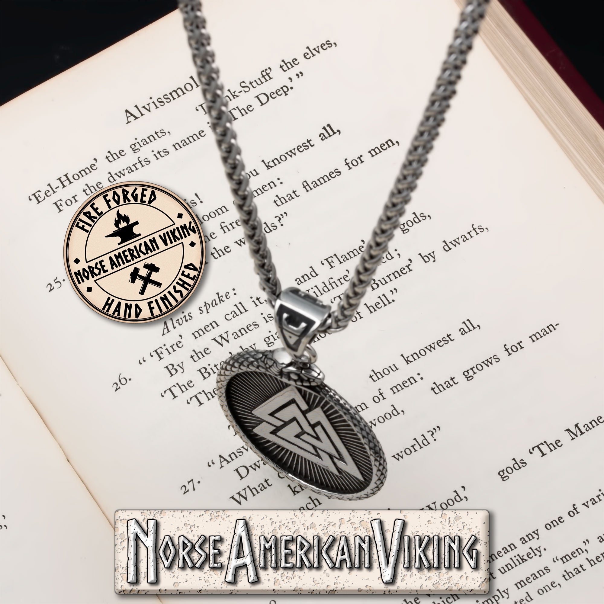 Viking Valknut Vegvisir Stainless Steel Pendant Necklace – Norse