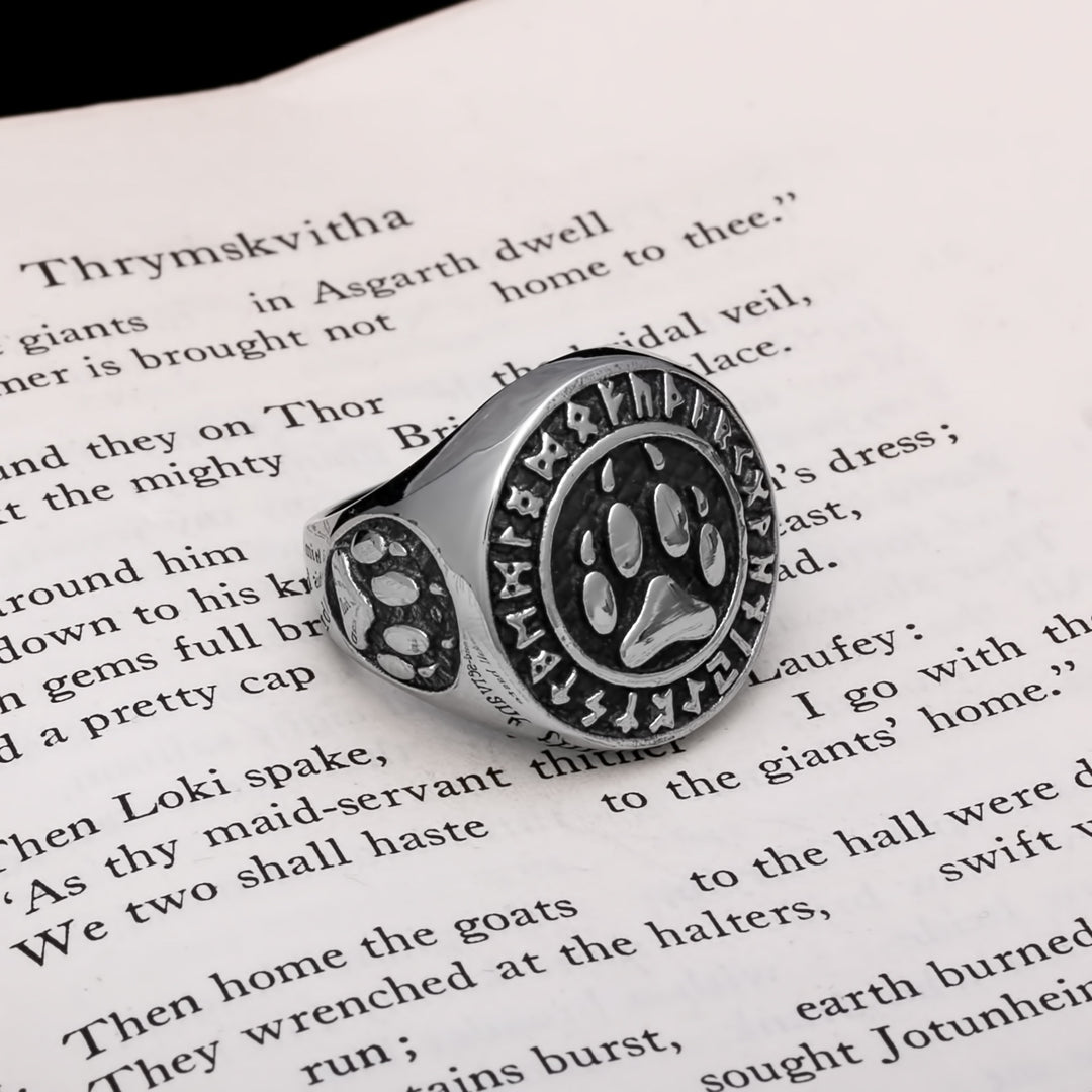 Viking Fenrir Wolf Paw Print Ring 316L Stainless Steel Size 7