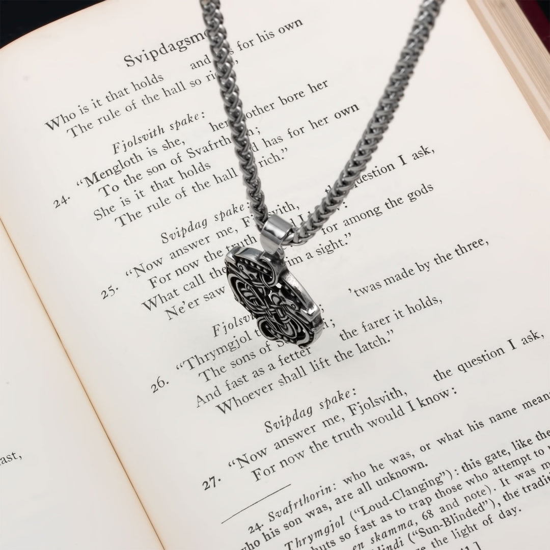 Norse Dragon Fafnir Rune Pendant Necklace Stainless Steel Viking