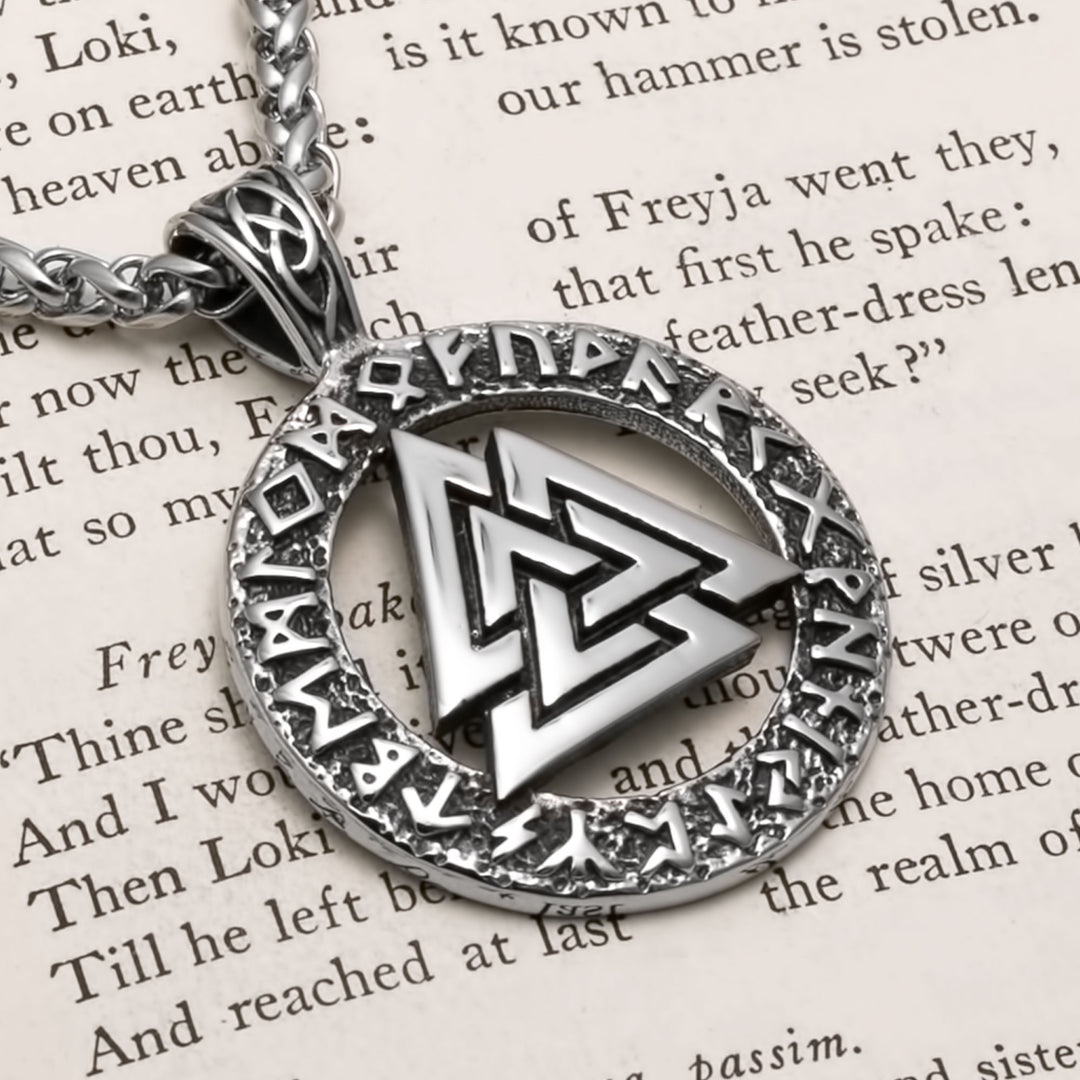 Viking Norse Valknut Knot Stainless Steel Pendant Necklace