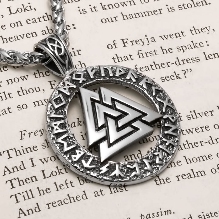 Viking Norse Valknut Knot Stainless Steel Pendant Necklace