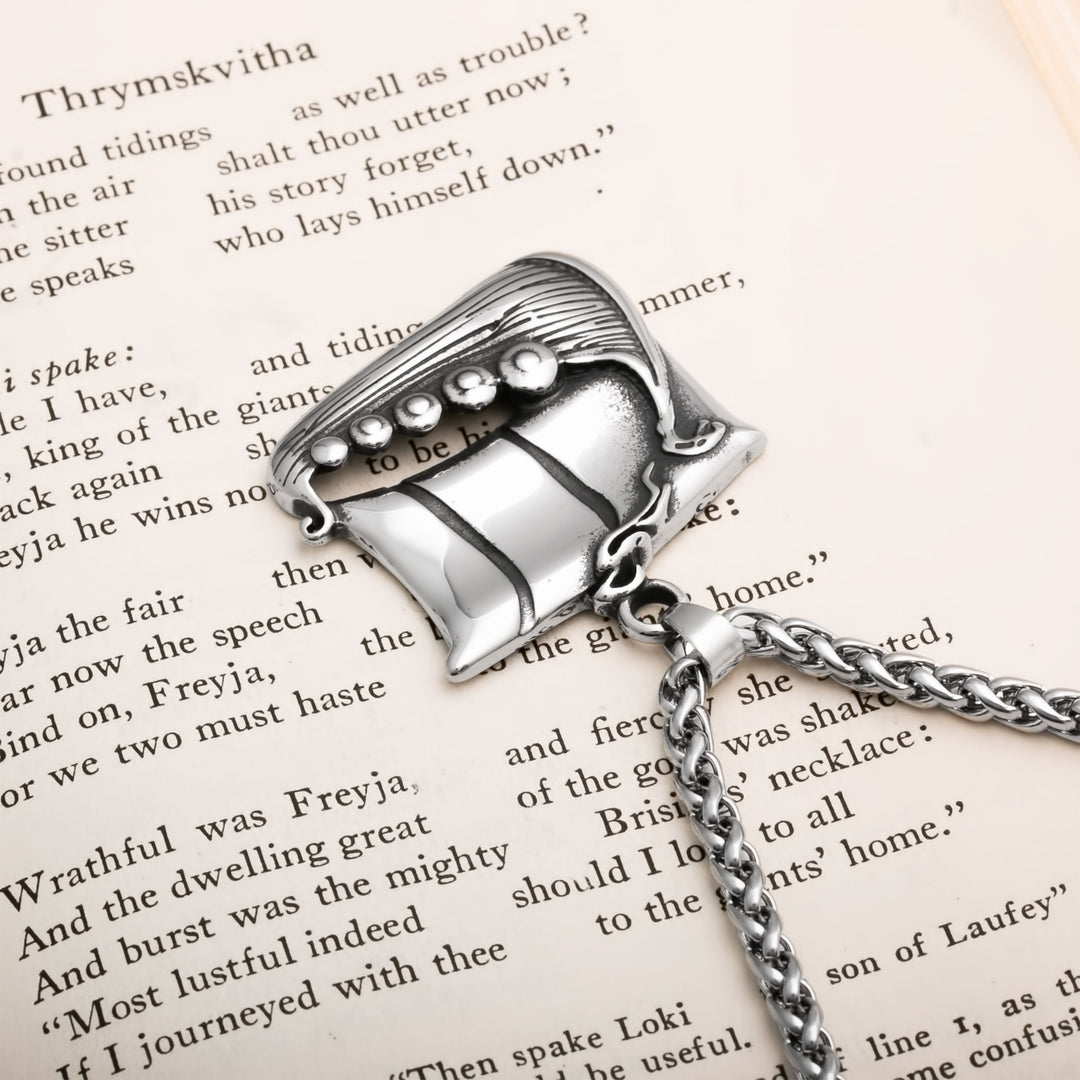 Longship Viking Pendant Necklace 316L Stainless Steel