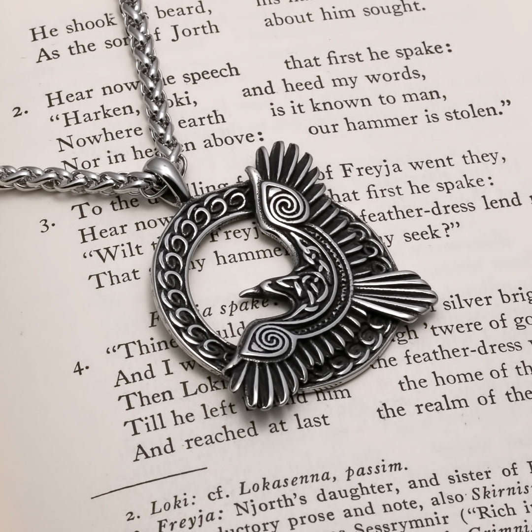 Raven Viking Pendant Necklace 316L Stainless Steel