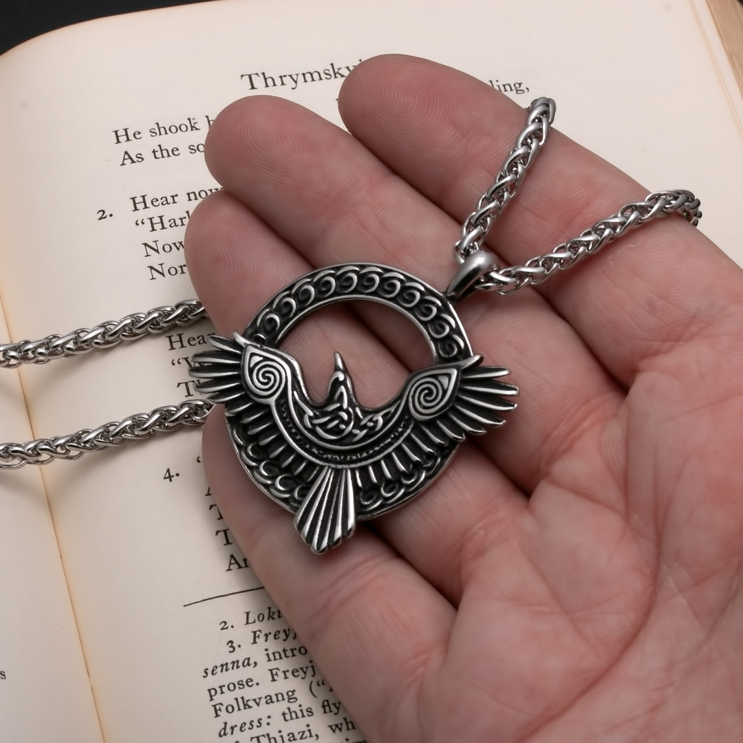Raven Viking Pendant Necklace 316L Stainless Steel