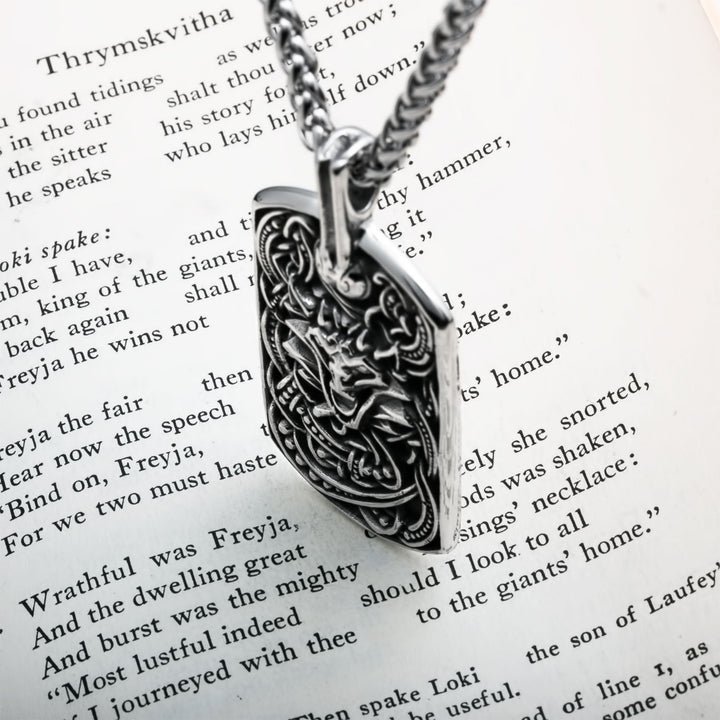 Fenrir Wolf Pendant Necklace 316L Stainless Steel Norse Viking Talisman