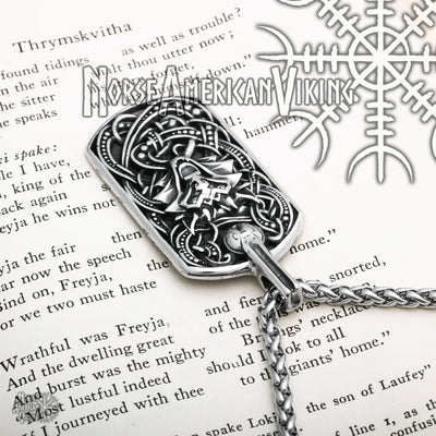 Viking Fenrir Wolf Talisman Stainless Steel Pendant Necklace