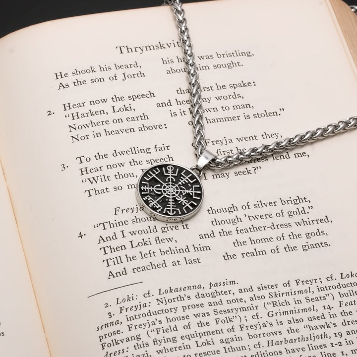 Viking Mini Vegvisir Stainless Steel Pendant Necklace