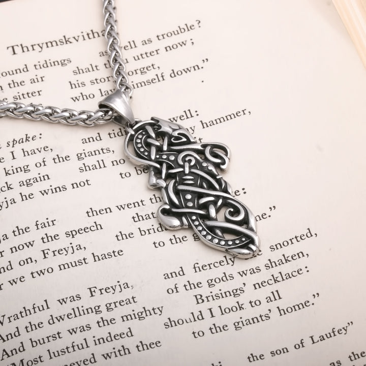 Dragon Knot Viking Pendant Necklace 316L Stainless Steel - view 2