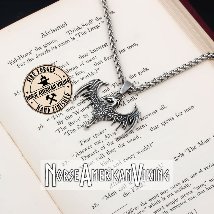 Viking Norse Dragon Stainless Steel Pendant Necklace