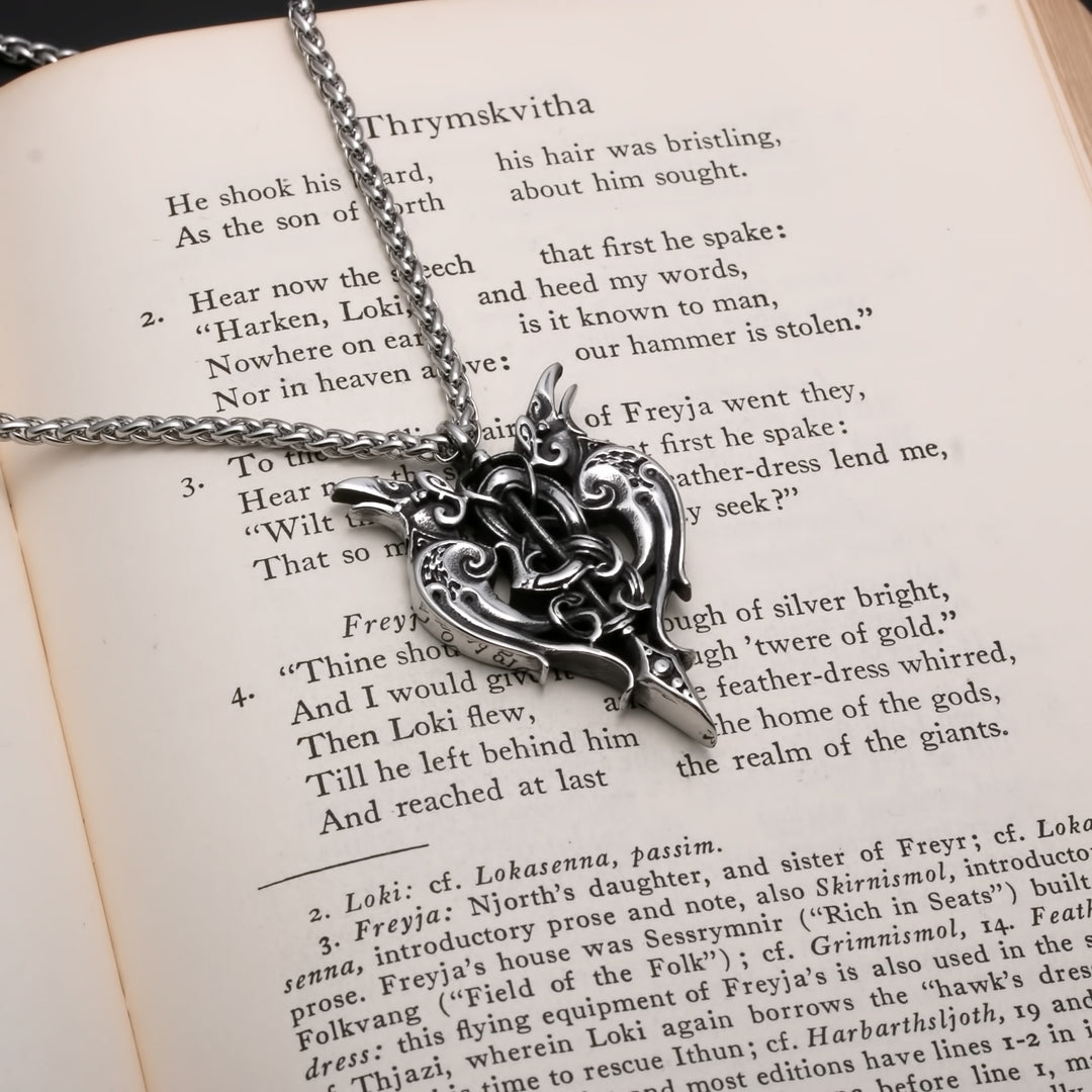 Viking Gungnir Raven Stainless Steel Pendant Necklace