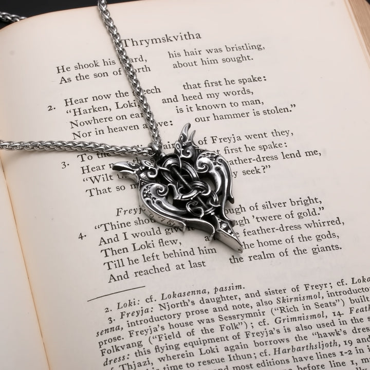 Viking Gungnir Raven Stainless Steel Pendant Necklace