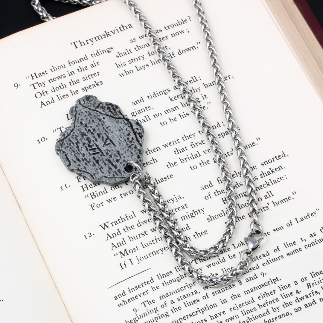Helm of Awe Rock Pendant Necklace Stainless Steel Viking