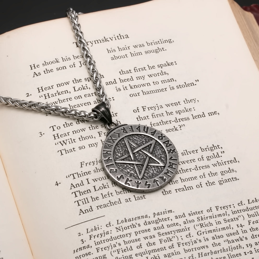 Elder Futhark Rune Viking Pendant Necklace 316L Stainless Steel