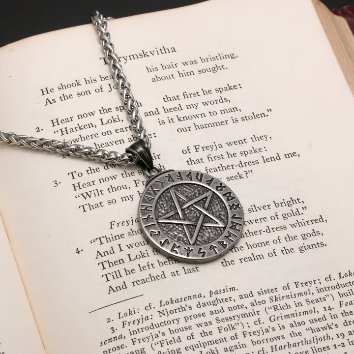 Elder Futhark Rune Viking Pendant Necklace 316L Stainless Steel