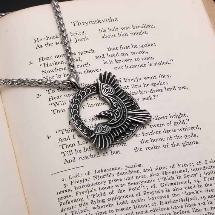 Raven Viking Pendant Necklace 316L Stainless Steel