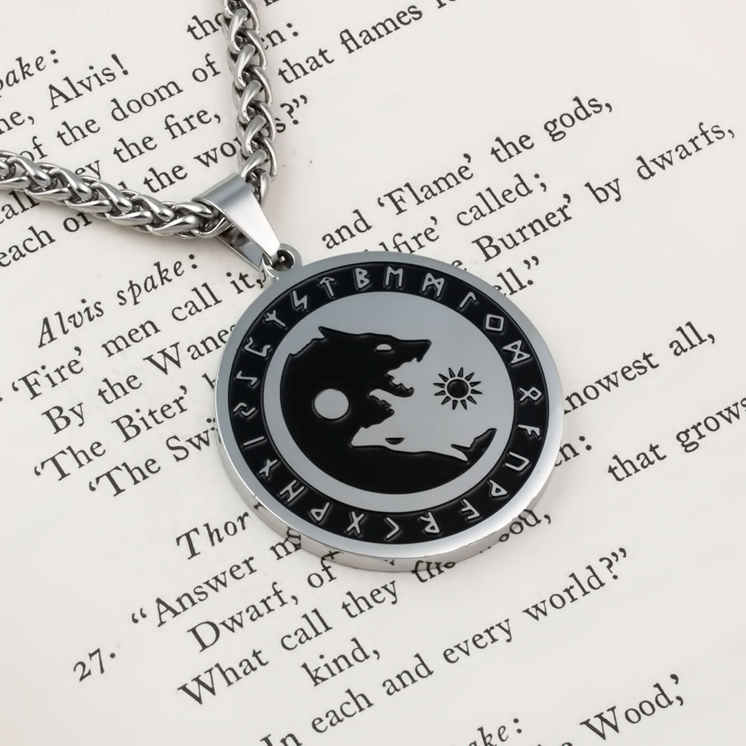 Fenrir Wolf Viking Pendant Necklace 316L Stainless Steel