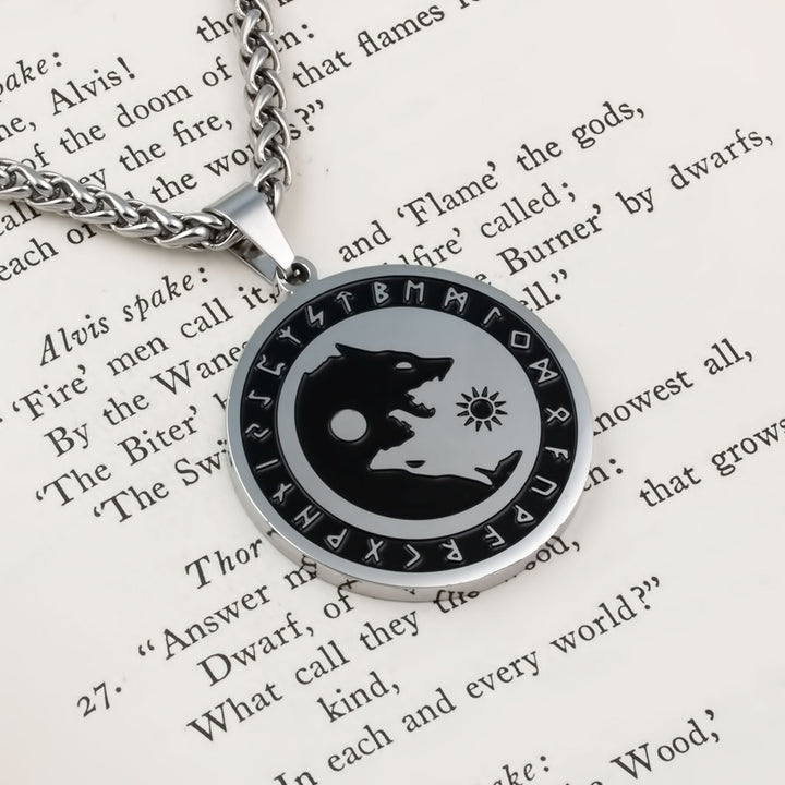 Fenrir Wolf Viking Pendant Necklace 316L Stainless Steel