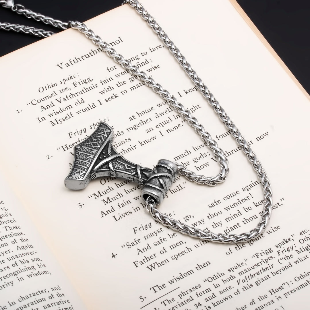 Viking Mjolnir Thor's Hammer Stainless Steel Pendant Necklace