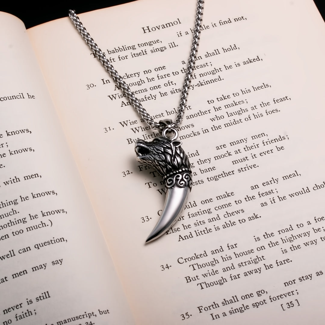 Fenrir Wolf Viking Pendant Necklace 316L Stainless Steel