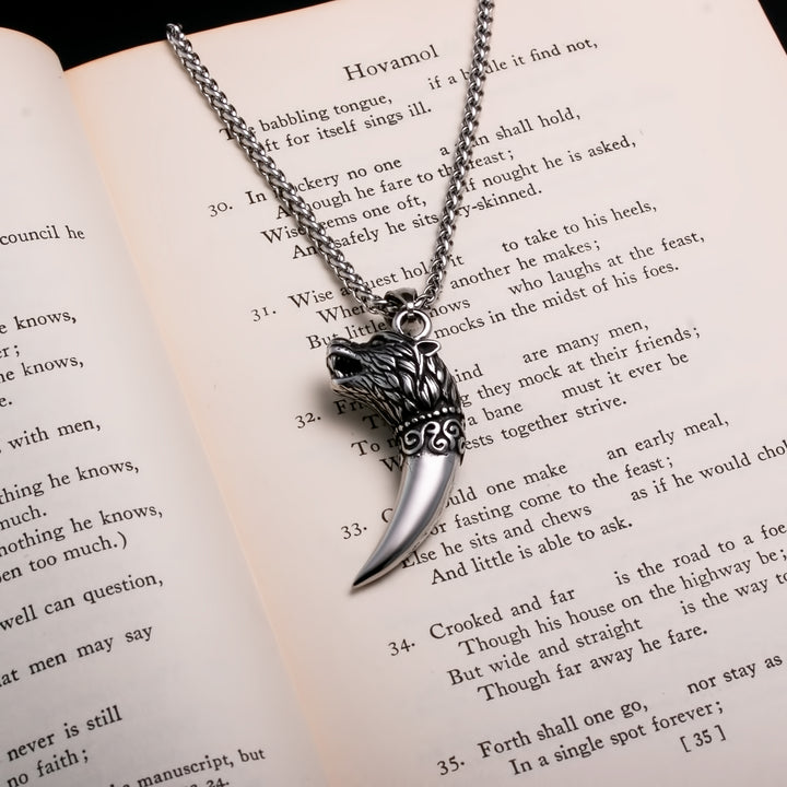 Fenrir Wolf Viking Pendant Necklace 316L Stainless Steel