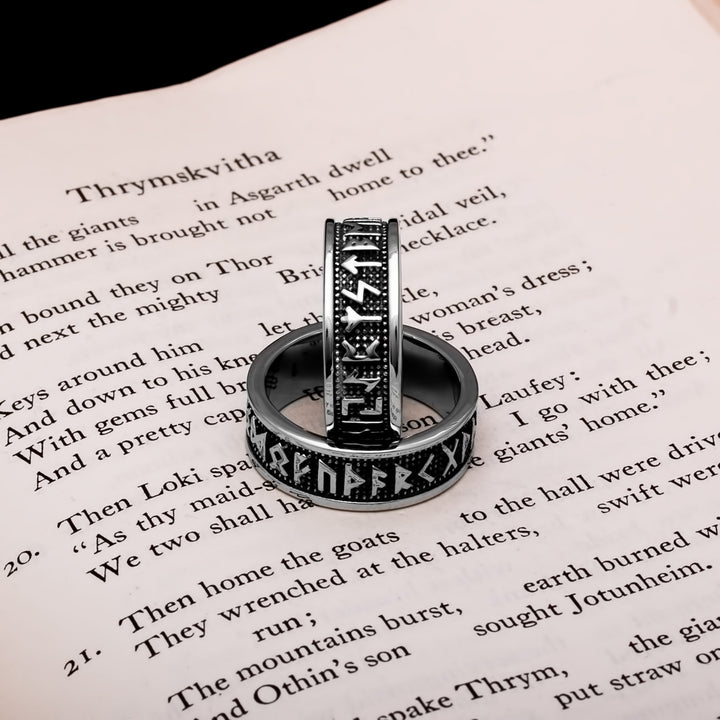 Viking Elder Futhark Rune Ring 8mm Band 316L Stainless Steel