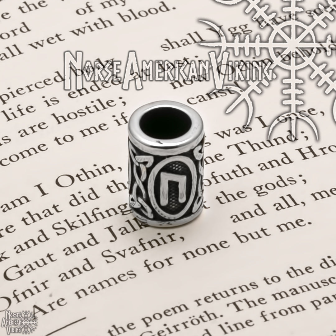 Viking Elder Futhark Uruz Rune Beard Hair Jewelry Bead 316L Stainless Steel