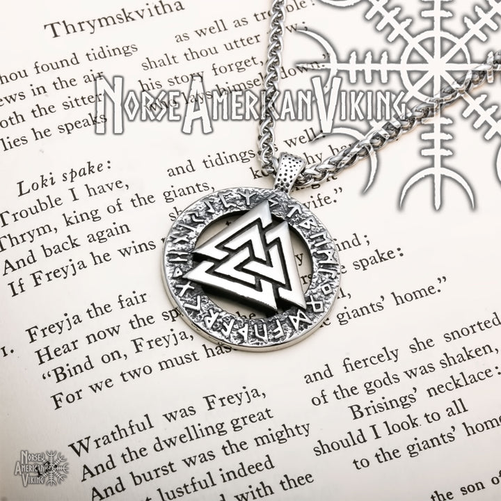 Viking Valknut Slain Warrior Knot Rune Stainless Steel Pendant Necklace