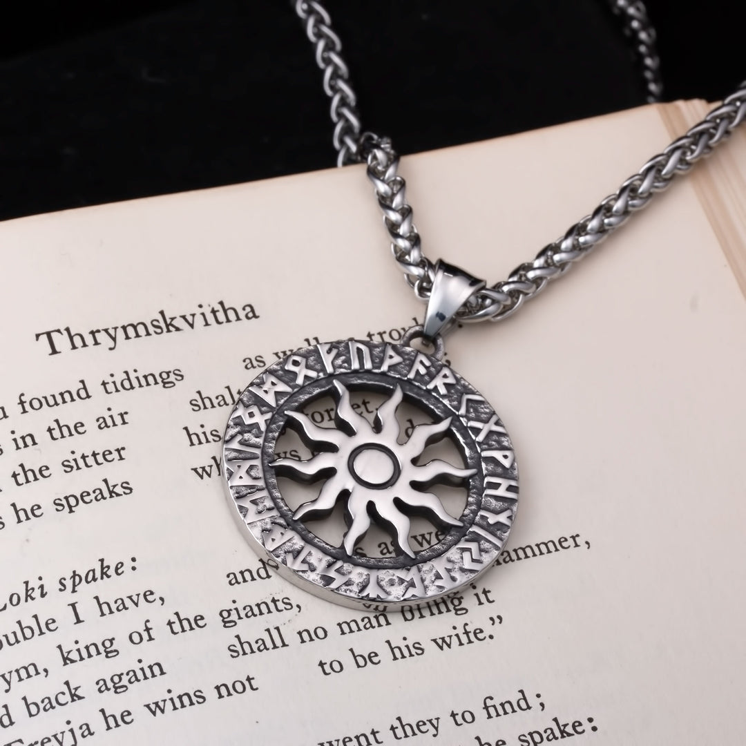 Elder Futhark Rune Viking Pendant Necklace 316L Stainless Steel