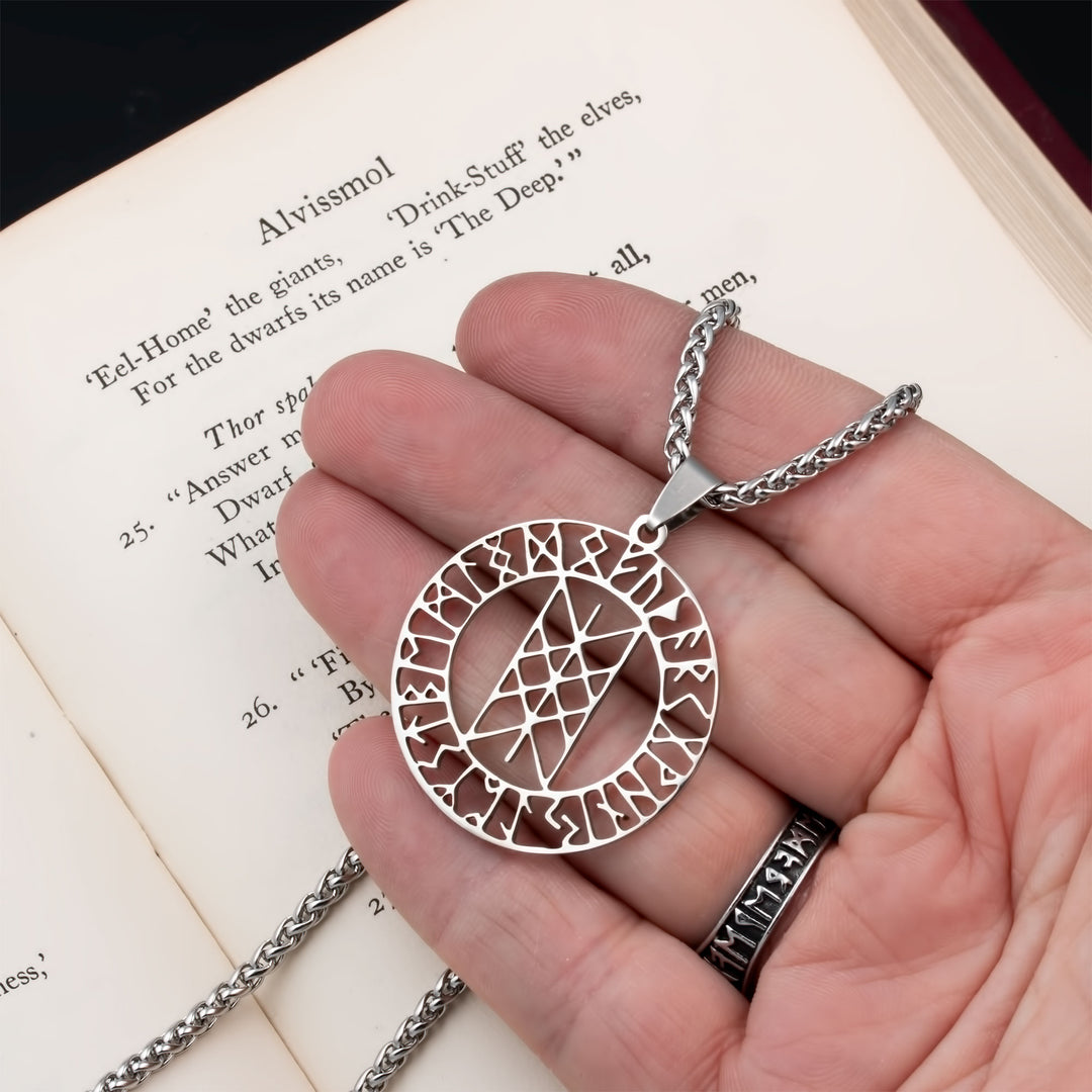 Web of Wyrd Rune Pendant Necklace Stainless Steel Viking