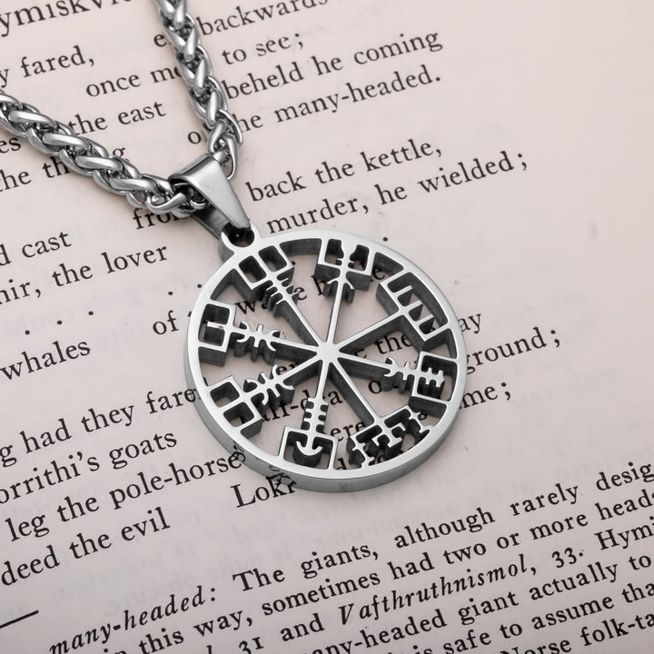 Vegvisir Openwork Viking Pendant Necklace 316L Stainless Steel