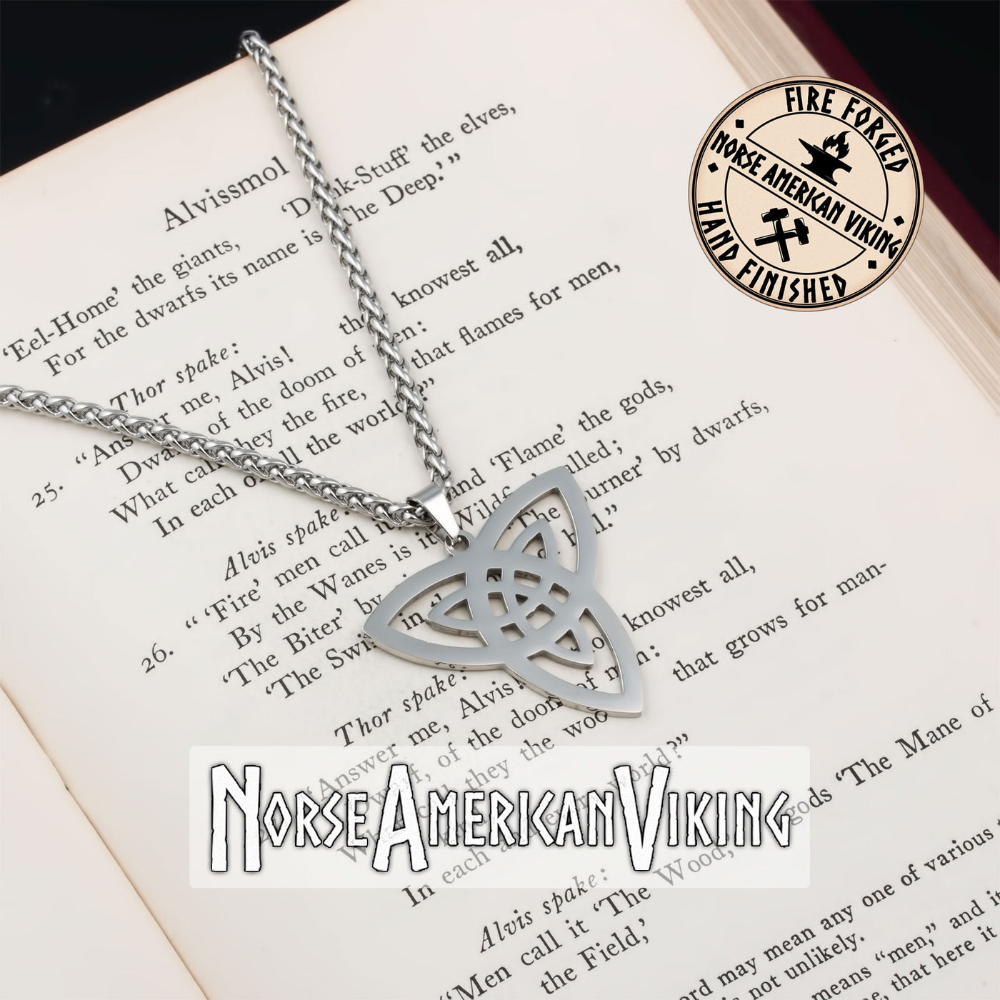 Viking Celtic Trinity in Trinity Knot Stainless Steel Pendant Necklace