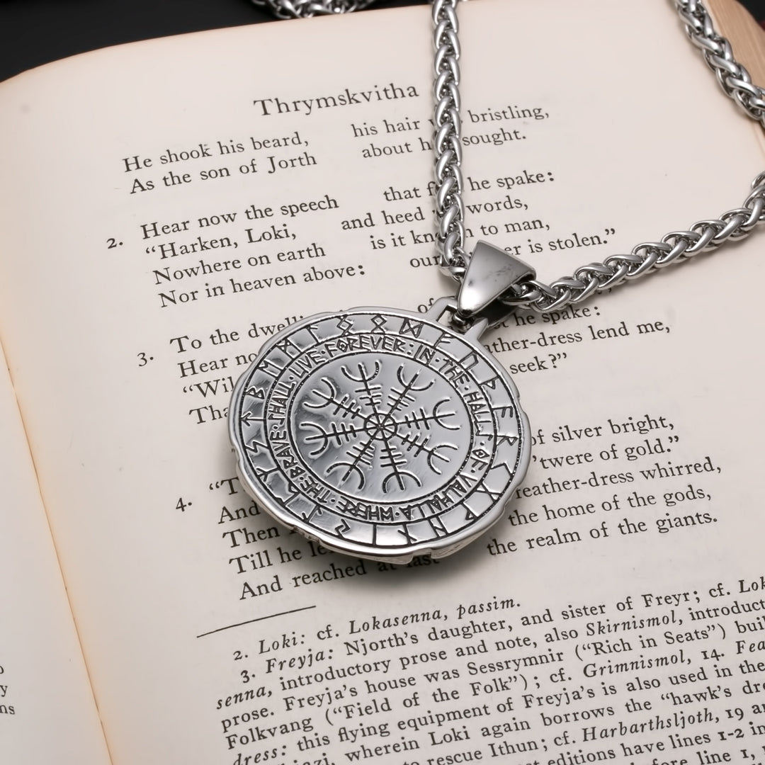Viking Helm of Awe Stainless Steel Pendant Necklace