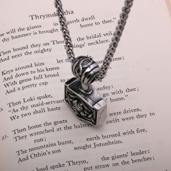 Mjolnir Fenrir Wolf Head Viking Pendant Necklace 316L Stainless Steel - view 6