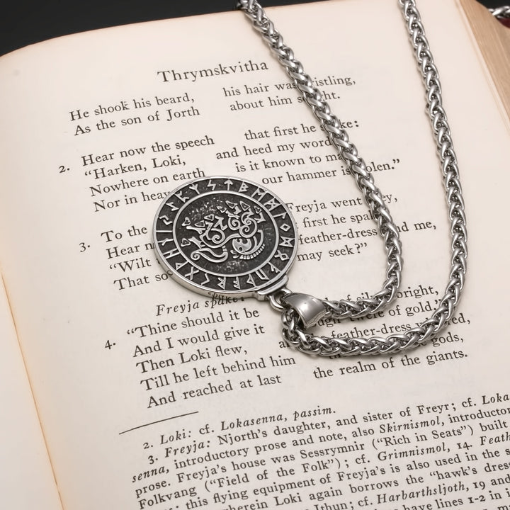 Sleipnir Horse Rune Pendant Necklace 316L Stainless Steel Viking Norse