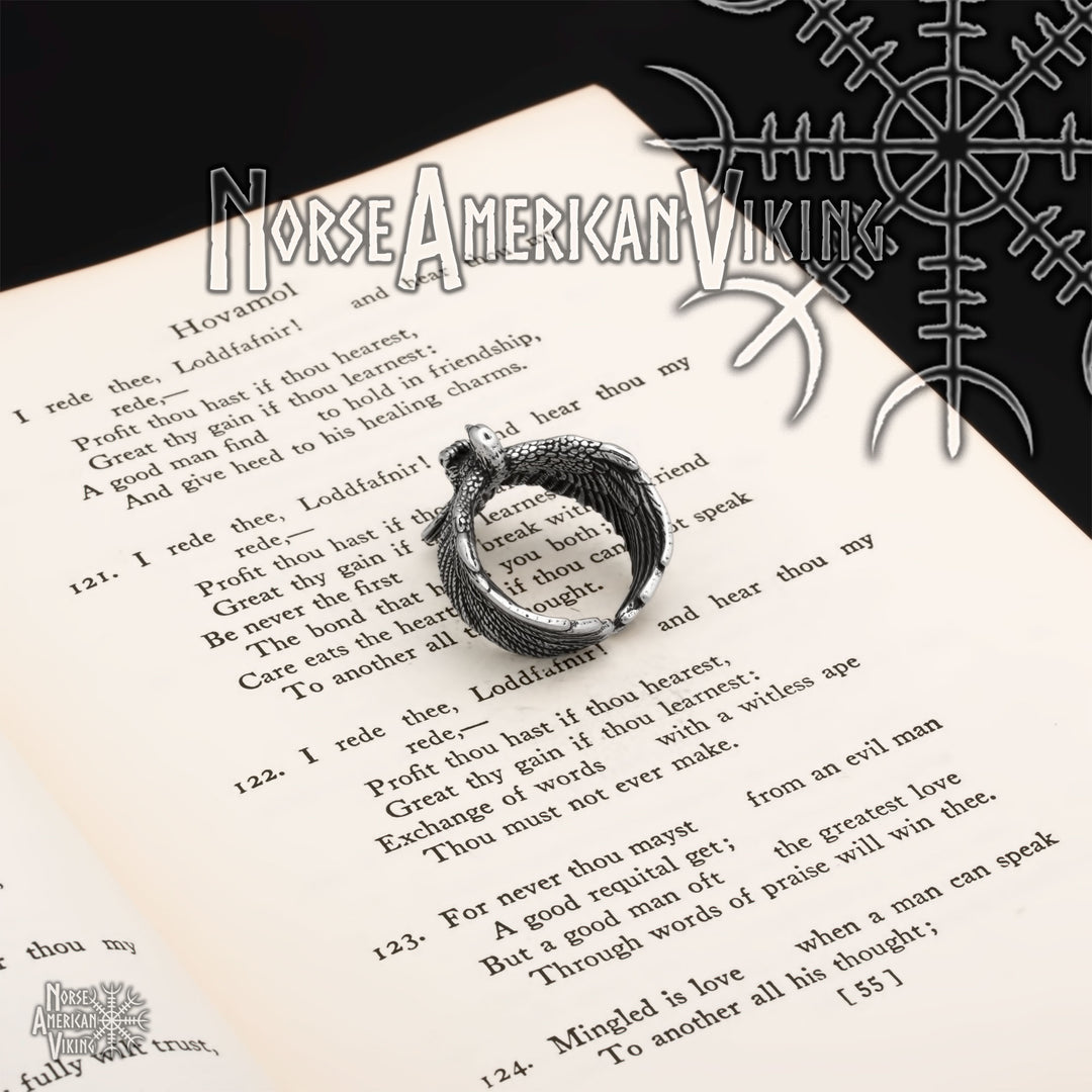 Viking Raven Ring 316L Stainless Steel Size 7