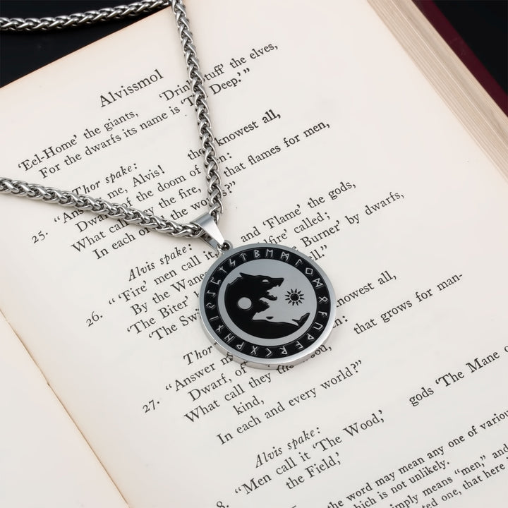 Fenrir Wolf Viking Pendant Necklace 316L Stainless Steel