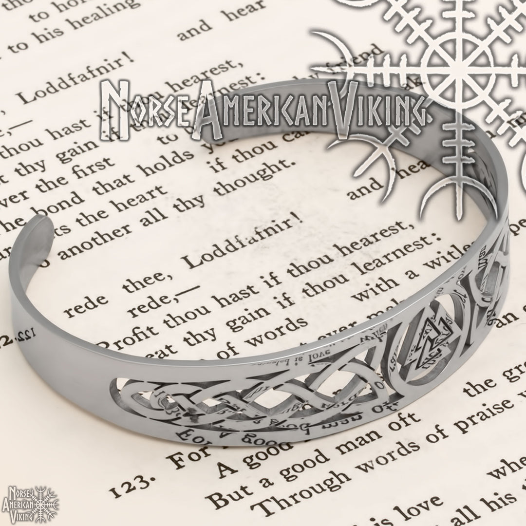 Valknut Viking Cuff Bracelet 316L Stainless Steel