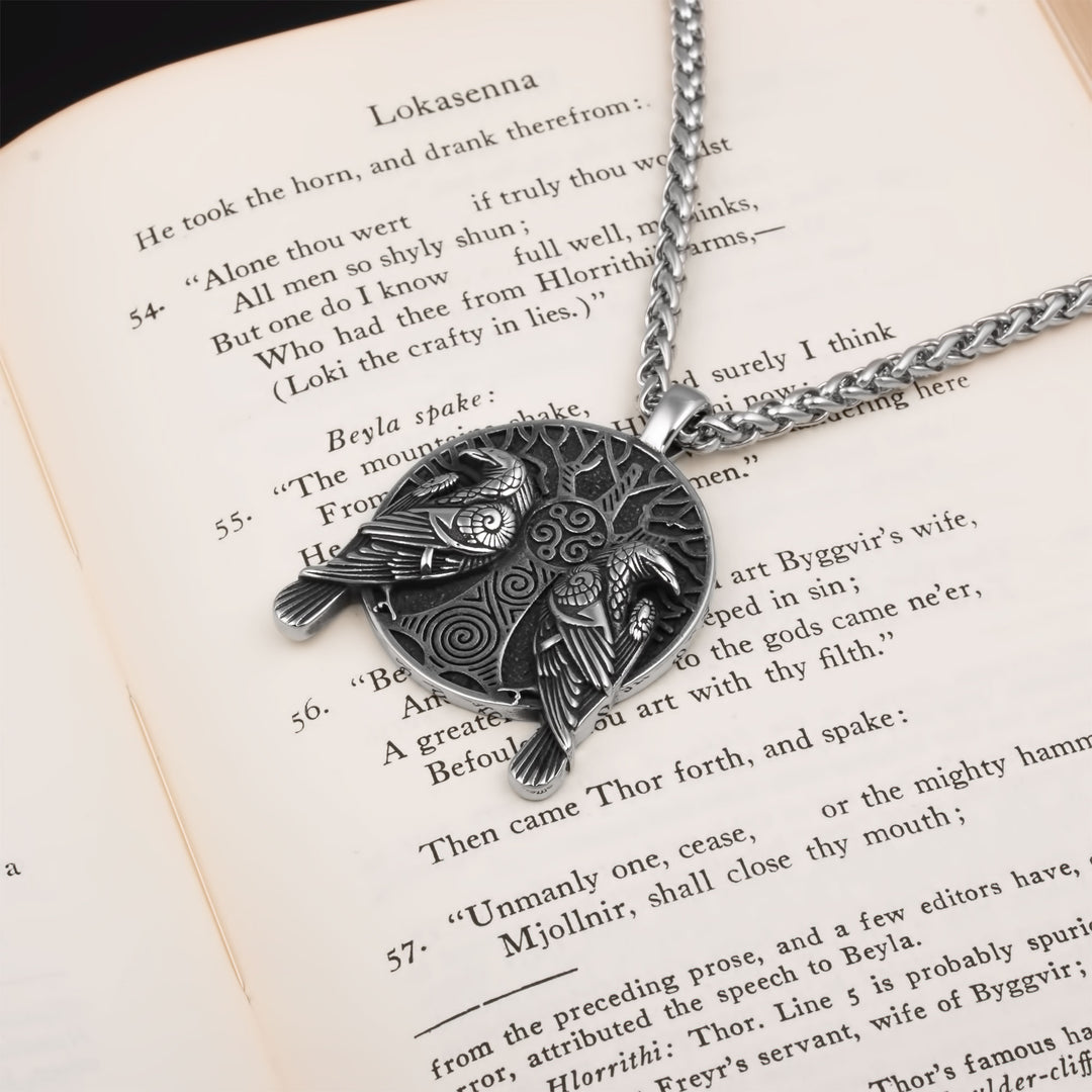 Ravens Tree Triskele Pendant Necklace Stainless Steel Viking