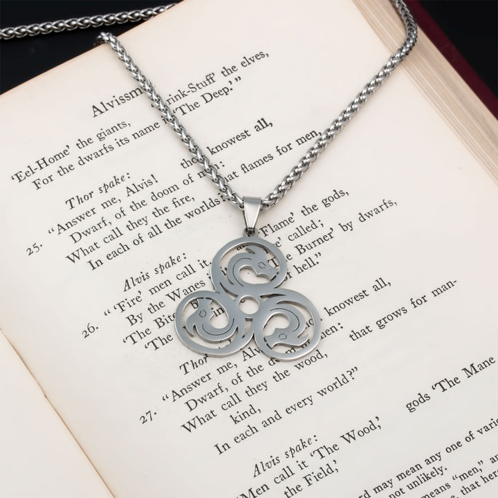 Triskele Dragon Pendant Necklace Stainless Steel Viking
