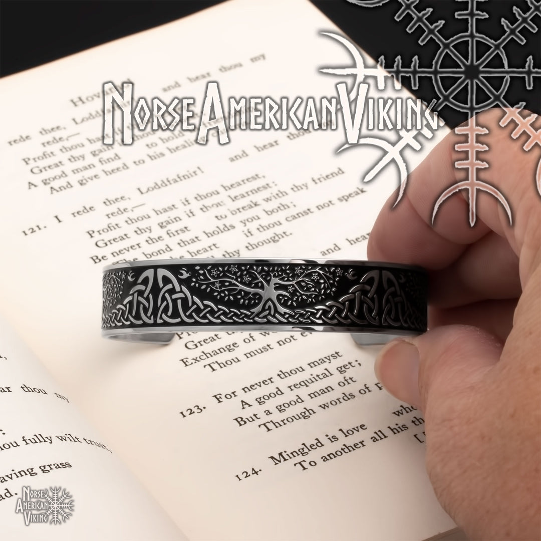 Yggdrasil Viking Cuff Bracelet 316L Stainless Steel